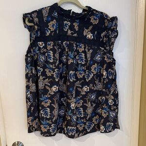 NEW Lane Bryant Floral Blouse - Black and Blue